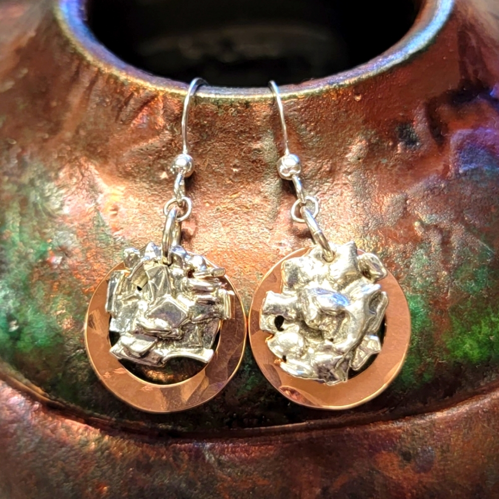 Sterling and Copper Hoop Earrings